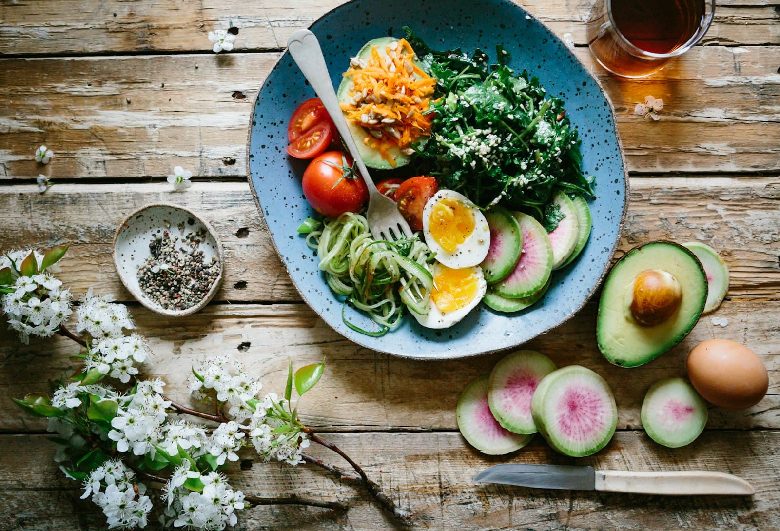Healthy meal with clock for fasting